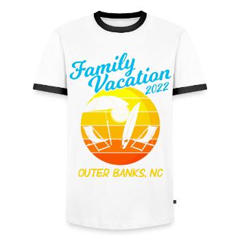 North Carolina Beach Family Vacation 2022 Outer - Men's Ringer Shirt - white/black - Front - AI Model Female 172 light (172cm) & AI Model Male 178 dark (178cm)