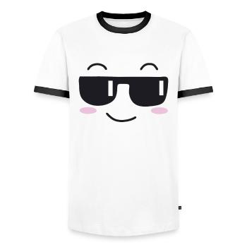 Sonnenbrille lachen Gesicht - Männer Kontrast-T-Shirt - Weiß/Schwarz - Vorne - AI Model Female 172 light (172cm) & AI Model Male 178 dark (178cm)