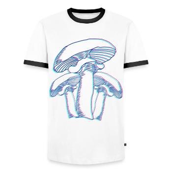 Pilzsammler abstrakte Pilze Pilzsucher - Männer Kontrast-T-Shirt - Weiß/Schwarz - Vorne - AI Model Female 172 light (172cm) & AI Model Male 178 dark (178cm)