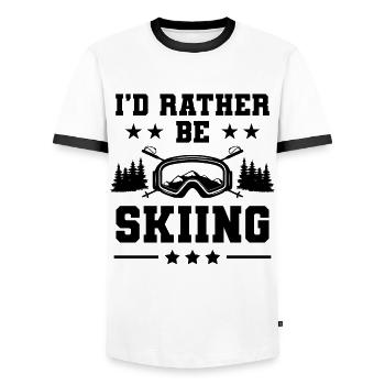 ski skiing - Men's Ringer Shirt - white/black - Front - AI Model Female 172 light (172cm) & AI Model Male 178 dark (178cm)