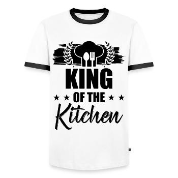 king of the kitchen - Men's Ringer Shirt - white/black - Front - AI Model Female 172 light (172cm) & AI Model Male 178 dark (178cm)