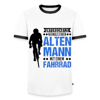 Fahrrad Alter Mann Radfahrer BMX Radsportler - Männer Kontrast-T-Shirt - Weiß/Schwarz - Vorne - AI Model Female 172 light (172cm) & AI Model Male 178 dark (178cm)