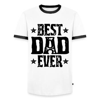 Mens Best Dad Ever Funny Sarcastic Father - Men's Ringer Shirt - white/black - Front - AI Model Female 172 light (172cm) & AI Model Male 178 dark (178cm)