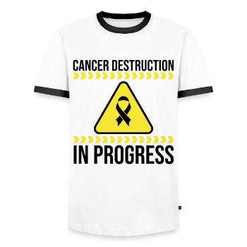 Cancer Destruction In Progress Cancer Survivor Tum - Männer Kontrast-T-Shirt - Weiß/Schwarz - Vorne - AI Model Female 172 light (172cm) & AI Model Male 178 dark (178cm)