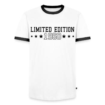 Édition limitée anniversaire 1960 - T-shirt contrasté Homme - blanc/noir - Devant - AI Model Female 172 light (172cm) & AI Model Male 178 dark (178cm)