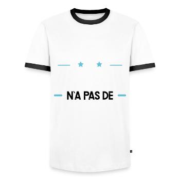 Chauve idée cadeau humour cheveux calvitie - T-shirt contrasté Homme - blanc/noir - Devant - AI Model Female 172 light (172cm) & AI Model Male 178 dark (178cm)