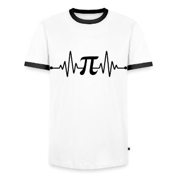 Pi Heartbeat PI 3.14 Math Mathematics Gift - Men's Ringer Shirt - white/black - Front - AI Model Female 172 light (172cm) & AI Model Male 178 dark (178cm)