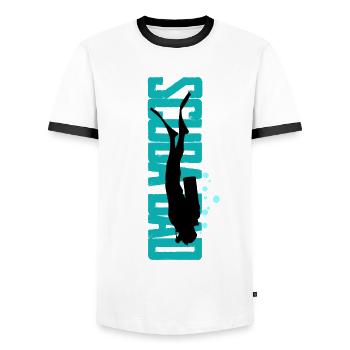 Fête des Pères Père Plongeur Papa Papa Plongeur - T-shirt contrasté Homme - blanc/noir - Devant - AI Model Female 172 light (172cm) & AI Model Male 178 dark (178cm)