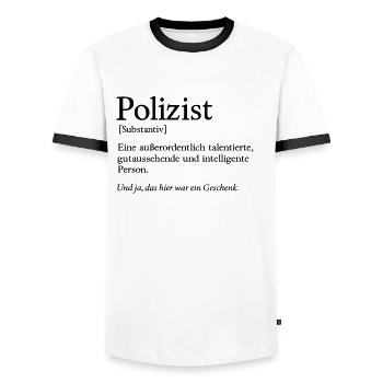 Polizist Gutaussehend Polizisten Polizei - Männer Kontrast-T-Shirt - Weiß/Schwarz - Vorne - AI Model Female 172 light (172cm) & AI Model Male 178 dark (178cm)