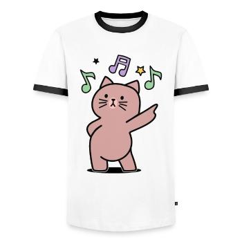 super funky music disco dance cat - Men's Ringer Shirt - white/black - Front - AI Model Female 172 light (172cm) & AI Model Male 178 dark (178cm)