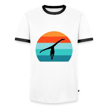 Gymnaste Handstand gymnastique gymnastique gymnastique - T-shirt contrasté Homme - blanc/noir - Devant - AI Model Female 172 light (172cm) & AI Model Male 178 dark (178cm)