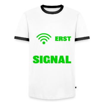 Wi-Fi signal too weak teens tidying up saying - Men's Ringer Shirt - white/black - Front - AI Model Female 172 light (172cm) & AI Model Male 178 dark (178cm)