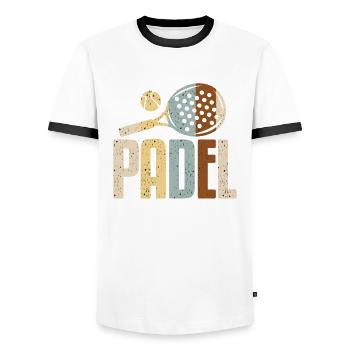 Padel Paddel Schläger Tennis Sport I Geschenk - Männer Kontrast-T-Shirt - Weiß/Schwarz - Vorne - AI Model Female 172 light (172cm) & AI Model Male 178 dark (178cm)