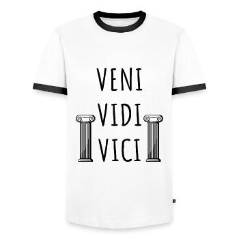 Veni Vidi Vici, Roman Empire - Men's Ringer Shirt - white/black - Front - AI Model Female 172 light (172cm) & AI Model Male 178 dark (178cm)