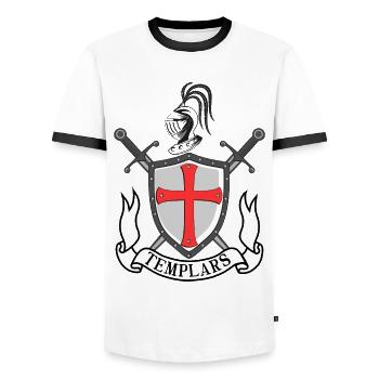 Knight - Men's Ringer Shirt - white/black - Front - AI Model Female 172 light (172cm) & AI Model Male 178 dark (178cm)