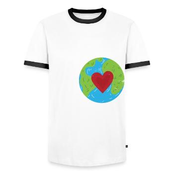 Il n’y a pas de Conception Planet-b pour le changement climatique - T-shirt contrasté Homme - blanc/noir - Devant - AI Model Female 172 light (172cm) & AI Model Male 178 dark (178cm)