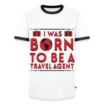 Geborenes Reisebüro - Männer Kontrast-T-Shirt - Weiß/Schwarz - Vorne - AI Model Female 172 light (172cm) & AI Model Male 178 dark (178cm)