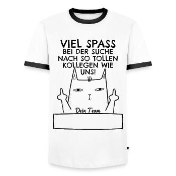 Abschiedsgeschenk Abschied Kollege Jobwechsel - Männer Kontrast-T-Shirt - Weiß/Schwarz - Vorne - AI Model Female 172 light (172cm) & AI Model Male 178 dark (178cm)