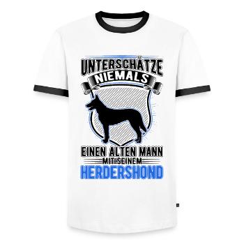 Hollandse Herder Alter Mann Herdershond - Männer Kontrast-T-Shirt - Weiß/Schwarz - Vorne - AI Model Female 172 light (172cm) & AI Model Male 178 dark (178cm)