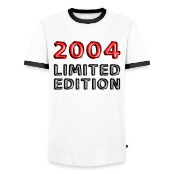 2004 Édition Limitée Anniversaire Cadeau Femme Mari - T-shirt contrasté Homme - blanc/noir - Devant - AI Model Female 172 light (172cm) & AI Model Male 178 dark (178cm)