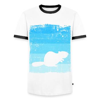 Castor - T-shirt contrasté Homme - blanc/noir - Devant - AI Model Female 172 light (172cm) & AI Model Male 178 dark (178cm)
