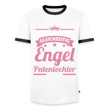 Patenkind Patentochter - Männer Kontrast-T-Shirt - Weiß/Schwarz - Vorne - AI Model Female 172 light (172cm) & AI Model Male 178 dark (178cm)