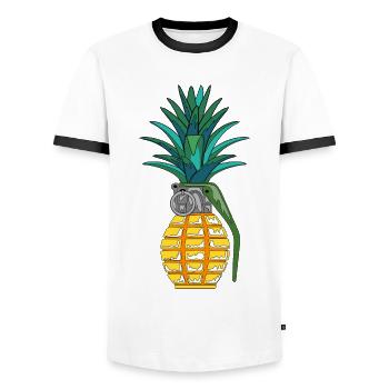 Pineapple Grenade - Men's Ringer Shirt - white/black - Front - AI Model Female 172 light (172cm) & AI Model Male 178 dark (178cm)
