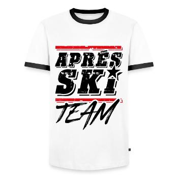 apres ski team - Men's Ringer Shirt - white/black - Front - AI Model Female 172 light (172cm) & AI Model Male 178 dark (178cm)