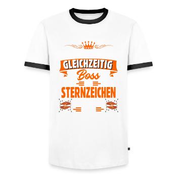 Sternzeichen Fische - Männer Kontrast-T-Shirt - Weiß/Schwarz - Vorne - AI Model Female 172 light (172cm) & AI Model Male 178 dark (178cm)