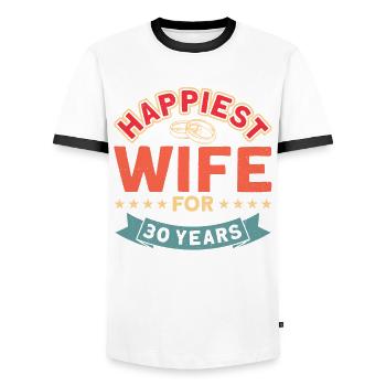 Retro Couple Wedding Anniversary 30Th anniversary gift - Men's Ringer Shirt - white/black - Front - AI Model Female 172 light (172cm) & AI Model Male 178 dark (178cm)
