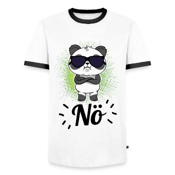 Nö - Panda Bär Cartoon Für Männer, Frauen und Kids - Männer Kontrast-T-Shirt - Weiß/Schwarz - Vorne - AI Model Female 172 light (172cm) & AI Model Male 178 dark (178cm)