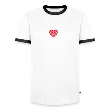 Vienna Architecture ECG Building Heart Viennese - Men's Ringer Shirt - white/black - Front - AI Model Female 172 light (172cm) & AI Model Male 178 dark (178cm)