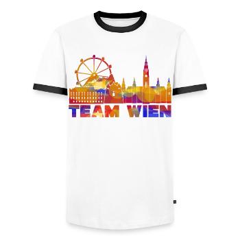 Wien Stadt Wiener - Männer Kontrast-T-Shirt - Weiß/Schwarz - Vorne - AI Model Female 172 light (172cm) & AI Model Male 178 dark (178cm)