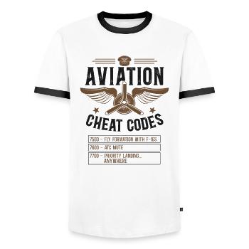 Airplane Pilot Vintage Aviation - Men's Ringer Shirt - white/black - Front - AI Model Female 172 light (172cm) & AI Model Male 178 dark (178cm)