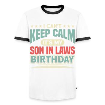 Can't stay calm Son-in-law birthday - Men's Ringer Shirt - white/black - Front - AI Model Female 172 light (172cm) & AI Model Male 178 dark (178cm)