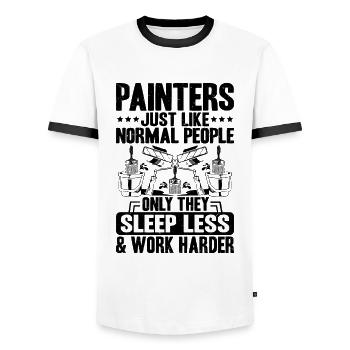 Painter and Varnisher Painter Painter - Men's Ringer Shirt - white/black - Front - AI Model Female 172 light (172cm) & AI Model Male 178 dark (178cm)