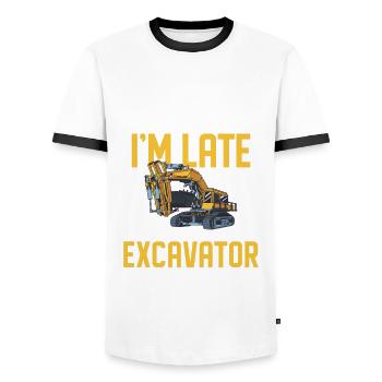 Construction vehicle worker excavator - Men's Ringer Shirt - white/black - Front - AI Model Female 172 light (172cm) & AI Model Male 178 dark (178cm)