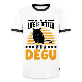 Life is better with an Degu - Männer Kontrast-T-Shirt - Weiß/Schwarz - Vorne - AI Model Female 172 light (172cm) & AI Model Male 178 dark (178cm)