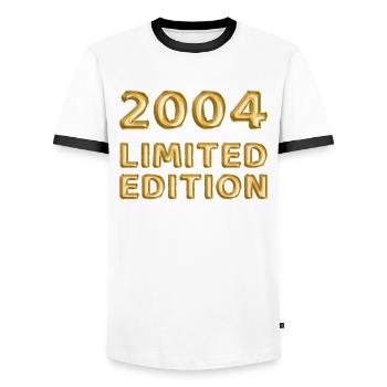 2004 Édition Limitée Anniversaire Cadeau Femme Mari - T-shirt contrasté Homme - blanc/noir - Devant - AI Model Female 172 light (172cm) & AI Model Male 178 dark (178cm)