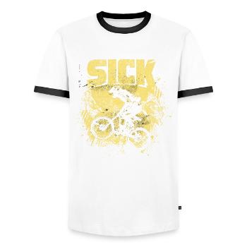 Conception de cycliste malade pour les cyclistes ou - T-shirt contrasté Homme - blanc/noir - Devant - AI Model Female 172 light (172cm) & AI Model Male 178 dark (178cm)