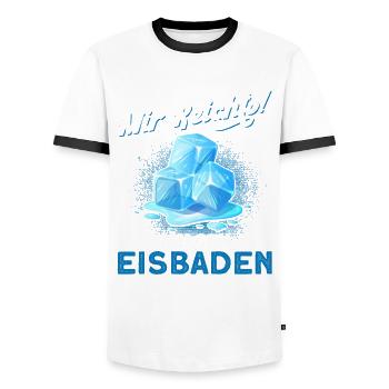 Eisbader Eisschwimmen Eisbaden - Männer Kontrast-T-Shirt - Weiß/Schwarz - Vorne - AI Model Female 172 light (172cm) & AI Model Male 178 dark (178cm)