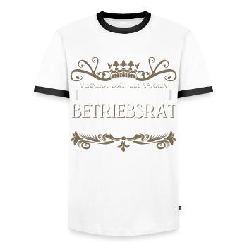 Betriebsrat Spruch Betriebsrätin - Männer Kontrast-T-Shirt - Weiß/Schwarz - Vorne - AI Model Female 172 light (172cm) & AI Model Male 178 dark (178cm)