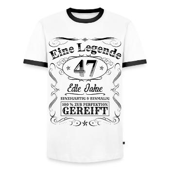 Legende 47 Jahre 47. Geburtstag Männer Frauen - Männer Kontrast-T-Shirt - Weiß/Schwarz - Vorne - AI Model Female 172 light (172cm) & AI Model Male 178 dark (178cm)