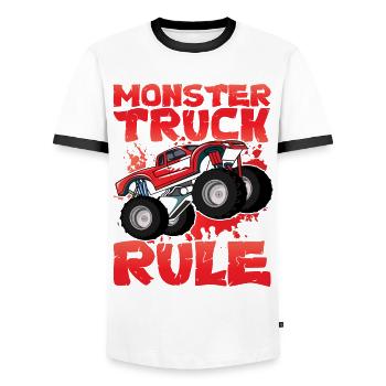 Monster Truck Rule - Men's Ringer Shirt - white/black - Front - AI Model Female 172 light (172cm) & AI Model Male 178 dark (178cm)
