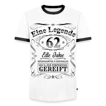 Legende 62 Jahre 62. Geburtstag Männer Frauen - Männer Kontrast-T-Shirt - Weiß/Schwarz - Vorne - AI Model Female 172 light (172cm) & AI Model Male 178 dark (178cm)