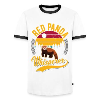 Red Panda Whisperer Roter Panda - Männer Kontrast-T-Shirt - Weiß/Schwarz - Vorne - AI Model Female 172 light (172cm) & AI Model Male 178 dark (178cm)