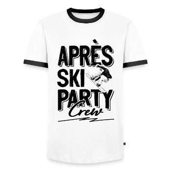 Apres Ski Crew - Männer Kontrast-T-Shirt - Weiß/Schwarz - Vorne - AI Model Female 172 light (172cm) & AI Model Male 178 dark (178cm)