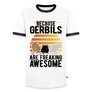 Parce que les gerbilles sont des gerbilles impressionnantes - T-shirt contrasté Homme - blanc/noir - Devant - AI Model Female 172 light (172cm) & AI Model Male 178 dark (178cm)