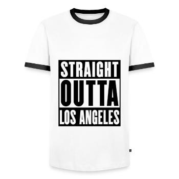 Straight Outta Los Angeles - Men's Ringer Shirt - white/black - Front - AI Model Female 172 light (172cm) & AI Model Male 178 dark (178cm)