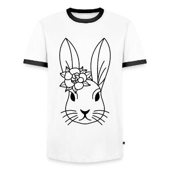 Kinder T-Shirt Ausmalen Hase Design Malen Deko - Männer Kontrast-T-Shirt - Weiß/Schwarz - Vorne - AI Model Female 172 light (172cm) & AI Model Male 178 dark (178cm)